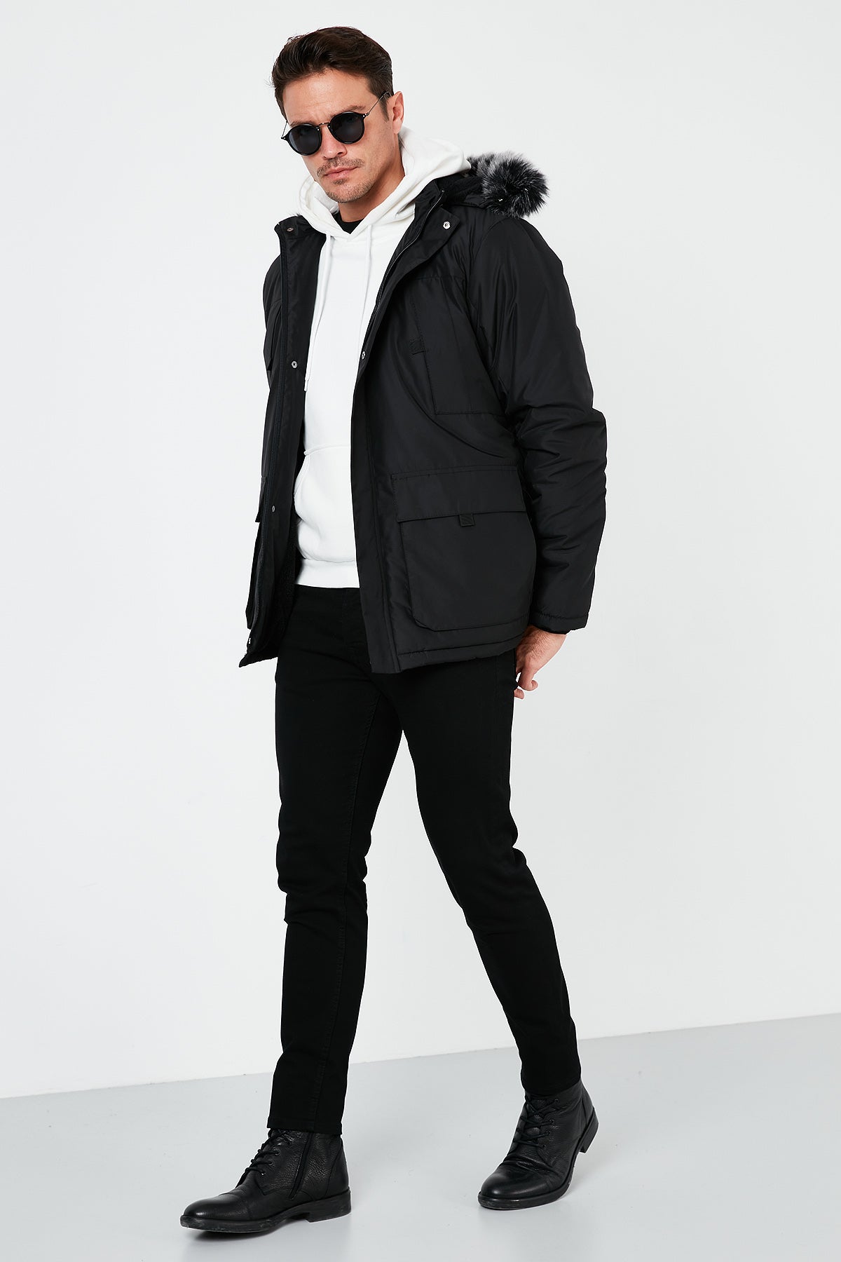 Buratti Slim Fit Çıkarılabilir Kapüşonlu Cepli Erkek Mont 5761100 SİYAH