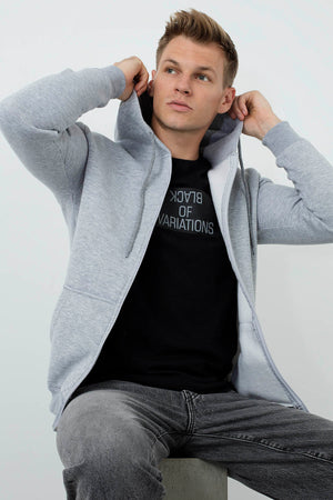 Buratti Pamuklu Cepli Kapüşonlu Şardonlu Slim Fit Kışlık Erkek Sweat 5827001 GRİ MELANJ