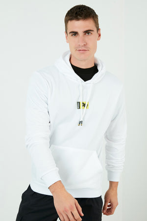 Buratti Slim Fit Kanguru Cepli Kapüşonlu Şardonlu Kışlık Erkek Sweat 5896589 BEYAZ