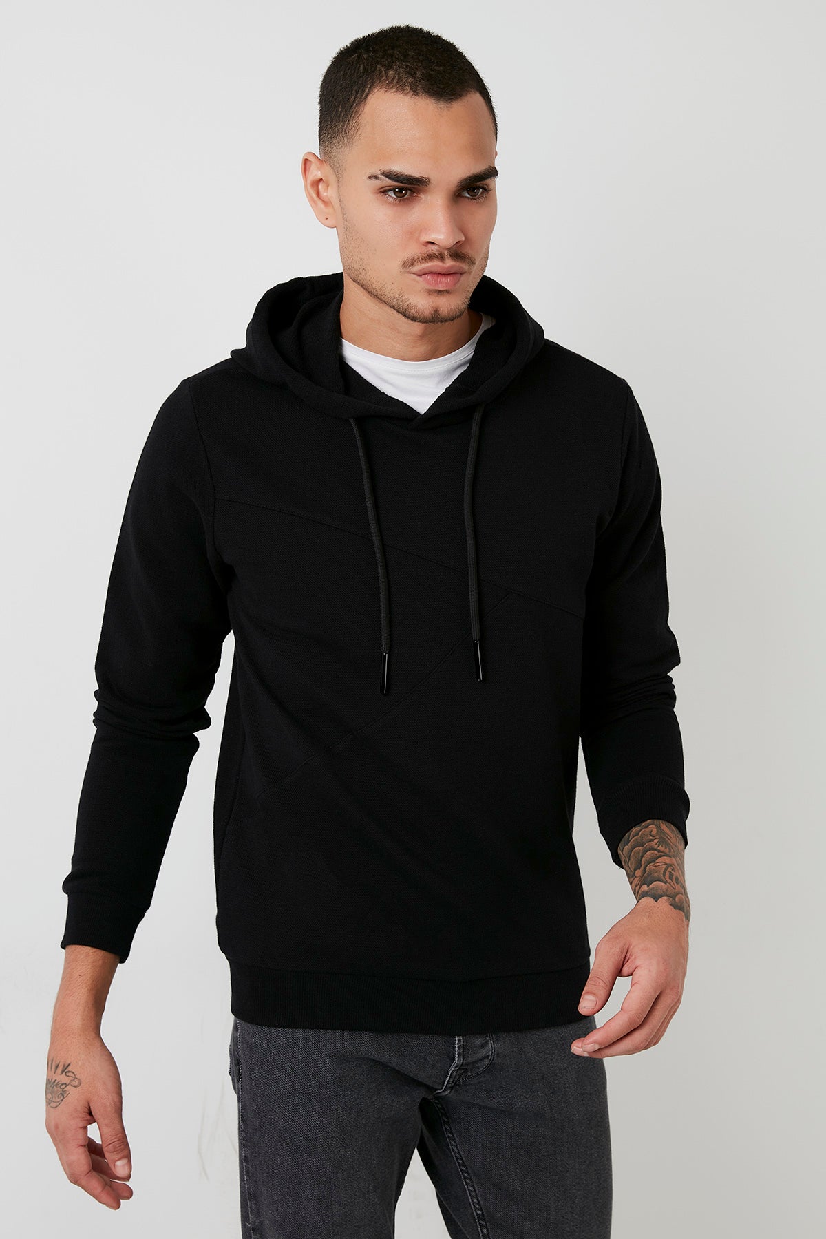Buratti % 100 Pamuk Kapüşonlu Slim Fit İnce Erkek Sweat 5905009 SİYAH