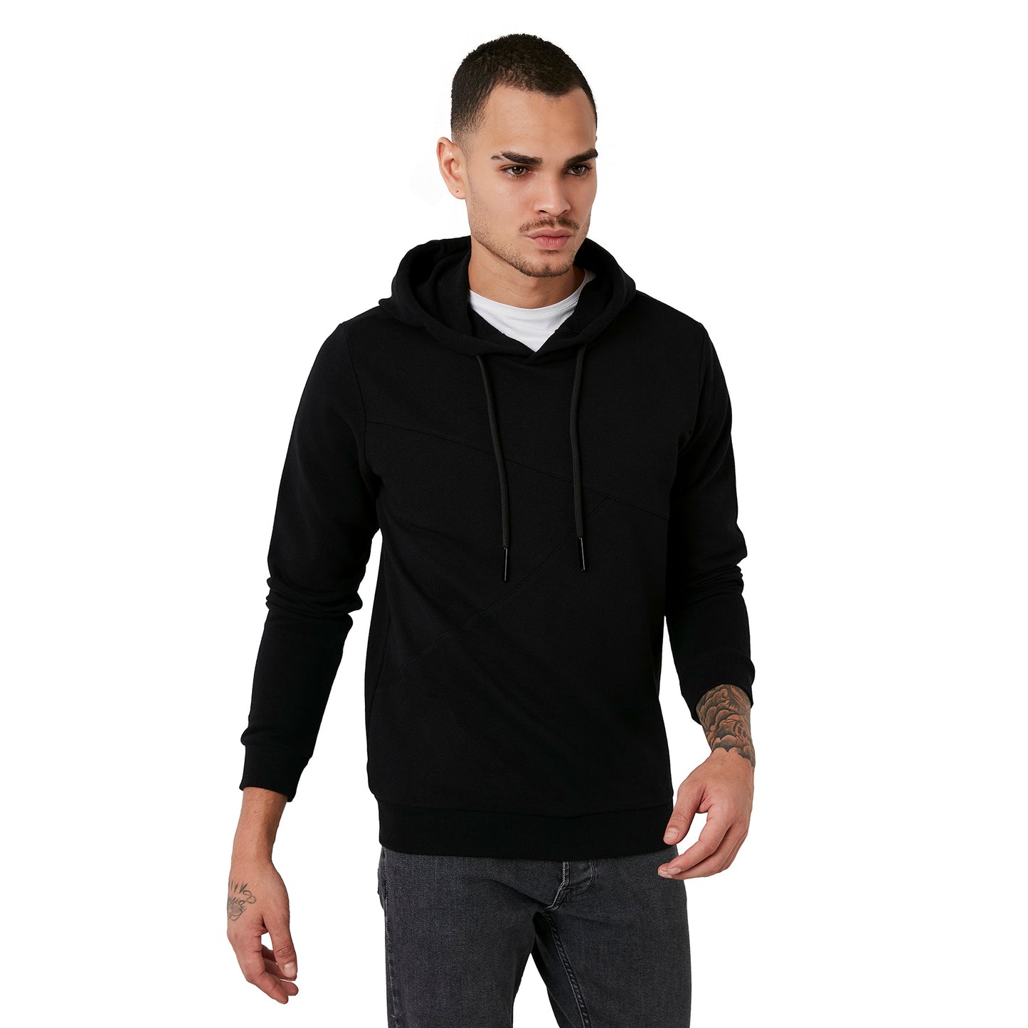 Buratti % 100 Pamuk Kapüşonlu Slim Fit İnce Erkek Sweat 5905009 SİYAH