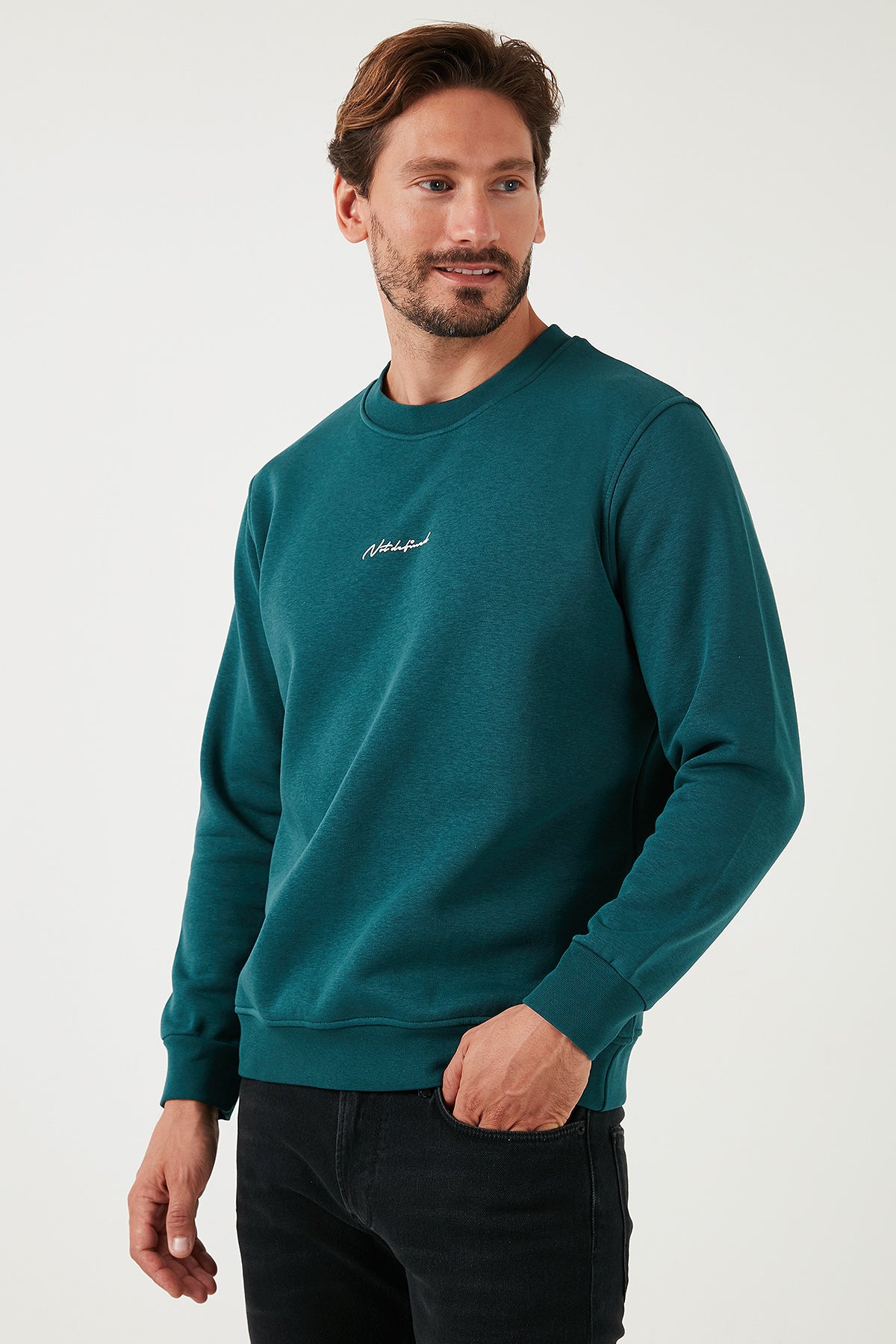 Buratti Pamuklu Regular Fit Bisiklet Yaka Erkek Sweat 59050121 PETROL