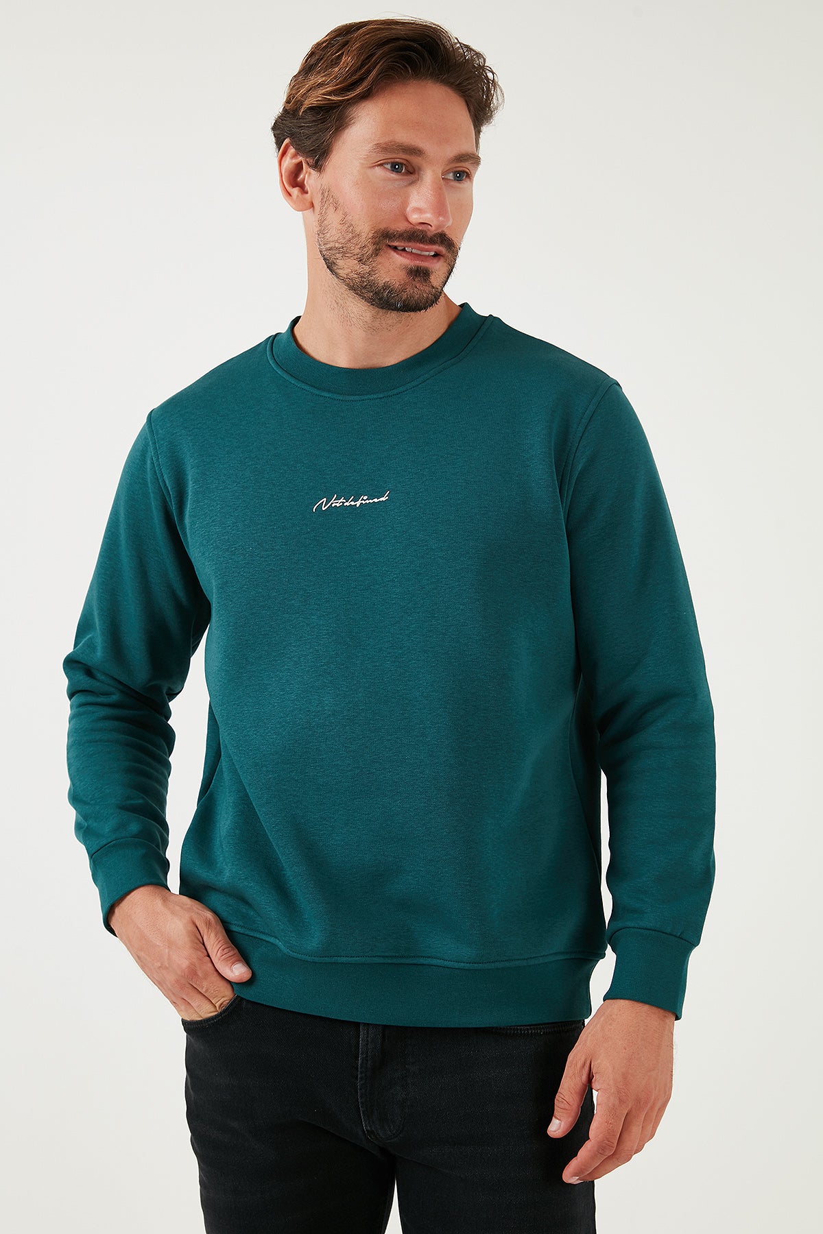 Buratti Pamuklu Regular Fit Bisiklet Yaka Erkek Sweat 59050121 PETROL