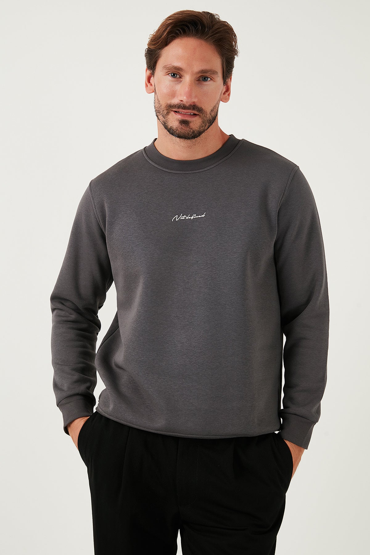 Buratti Pamuklu Regular Fit Bisiklet Yaka Erkek Sweat 59050121 ANTRASİT