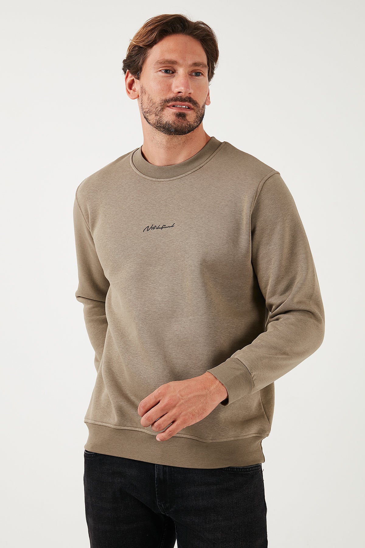 Buratti Pamuklu Regular Fit Bisiklet Yaka Erkek Sweat 59050121 Vizon Yeşili