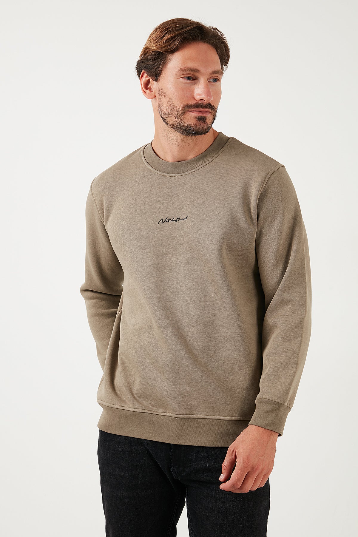 Buratti Pamuklu Regular Fit Bisiklet Yaka Erkek Sweat 59050121 Vizon Yeşili