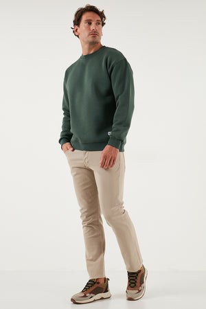 Buratti Regular Fit Bisiklet Yaka Pamuklu İçi Tüylü Yumuşak Şardonlu Erkek Sweat 5905255 NEFTİ