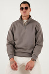 Buratti Pamuklu Regular Fit Yarım Fermuarlı Dik Yaka Erkek Sweat 59052592 TOPRAK