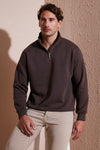 Buratti Pamuklu Regular Fit Yarım Fermuarlı Dik Yaka Erkek Sweat 59052592 KOYU KAHVE