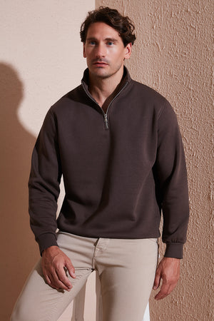 Buratti Pamuklu Regular Fit Yarım Fermuarlı Dik Yaka Erkek Sweat 59052592 KOYU KAHVE