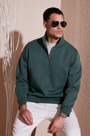 Buratti Pamuklu Regular Fit Yarım Fermuarlı Dik Yaka Erkek Sweat 59052592 NEFTİ