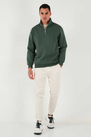 Buratti Pamuklu Regular Fit Yarım Fermuarlı Dik Yaka Erkek Sweat 59052592 NEFTİ