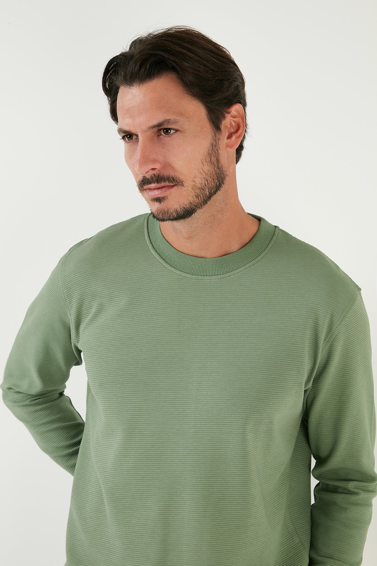 Buratti % 100 Pamuk Bisiklet Yaka Regular Fit Erkek Sweat 5905406 ELMA YEŞİLİ