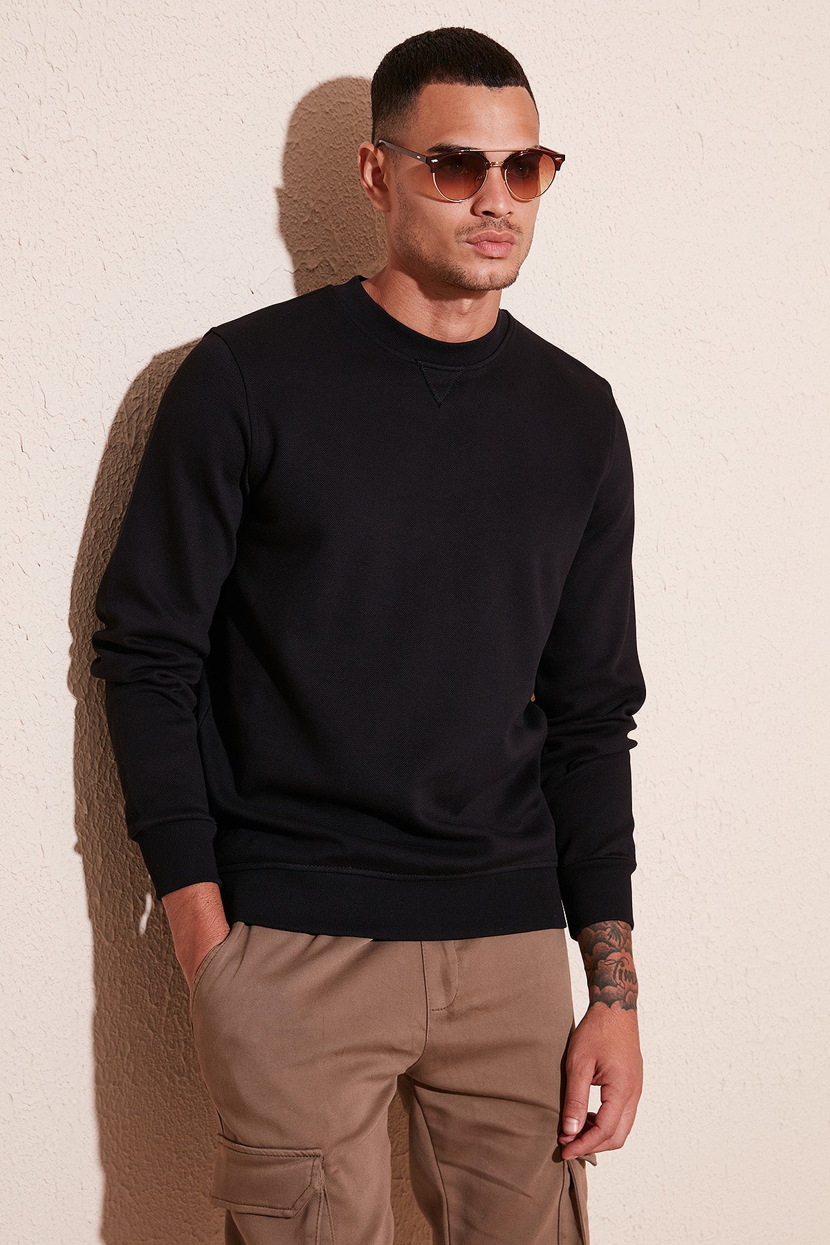 Buratti Pamuklu Relaxed Fit Bisiklet Yaka Erkek Sweat 5905453 SİYAH