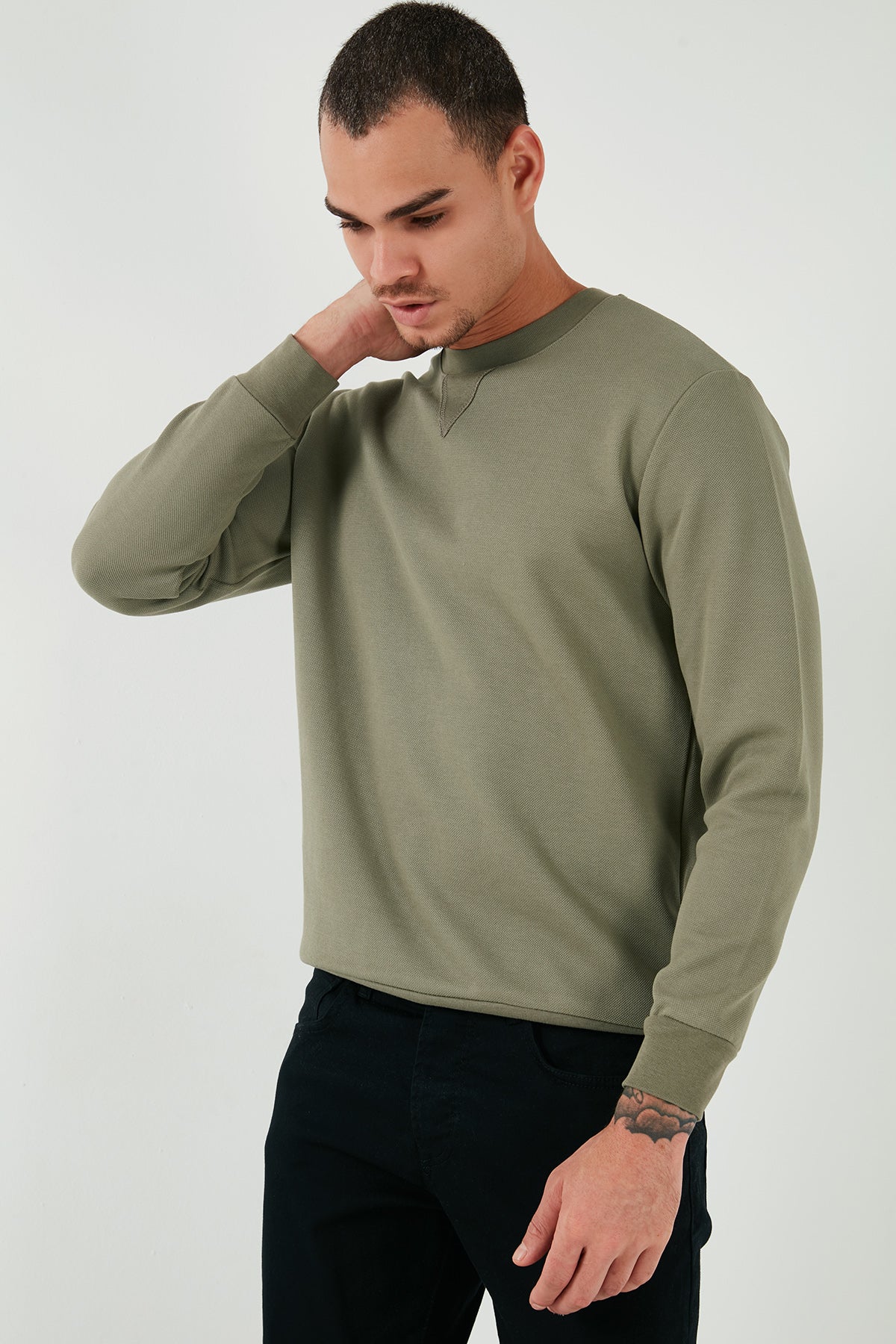 Buratti Pamuklu Relaxed Fit Bisiklet Yaka Erkek Sweat 5905453 HAKİ