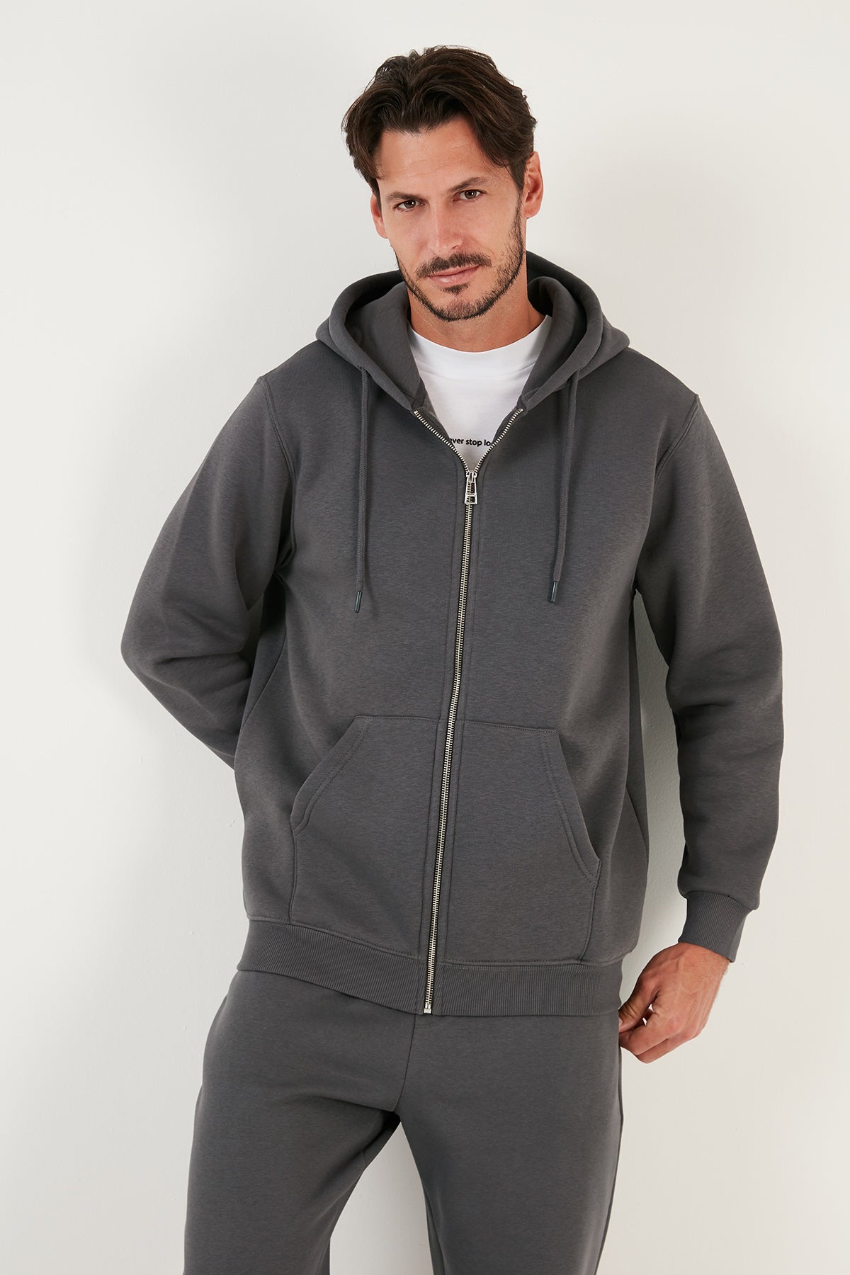 Buratti Pamuklu Fermuarlı Regular Fit Şardonlu Erkek Sweat 5905487 ANTRASİT