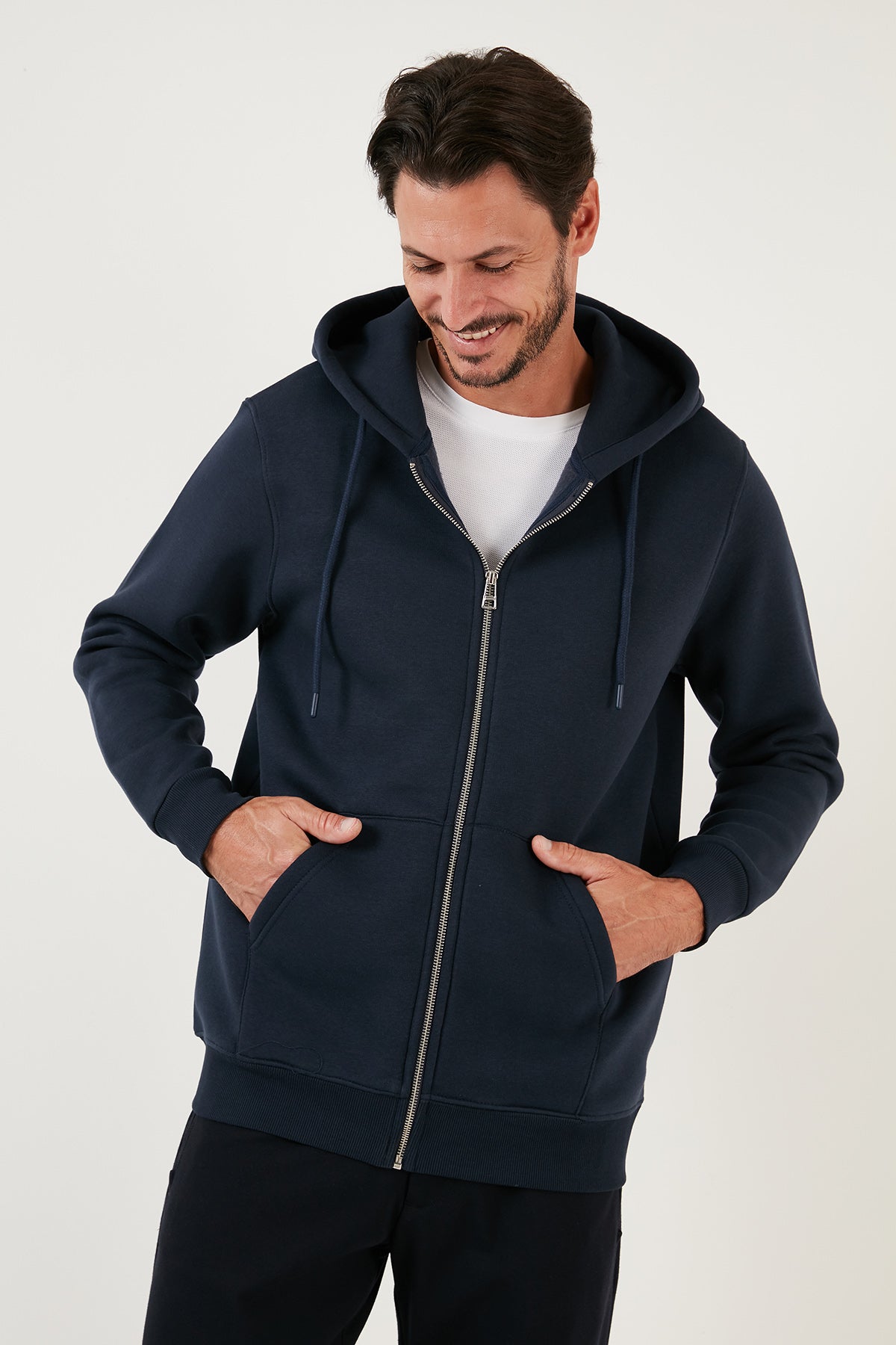 Buratti Pamuklu Fermuarlı Regular Fit Şardonlu Erkek Sweat 5905487 İNDİGO