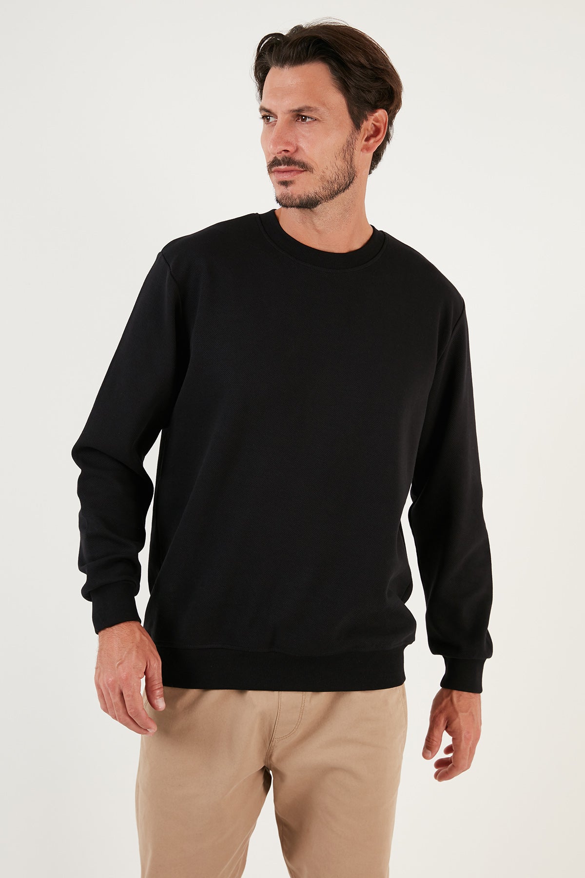 Buratti Pamuklu Bisiklet Yaka Regular Fit Basic Erkek Sweat 5905521 SİYAH