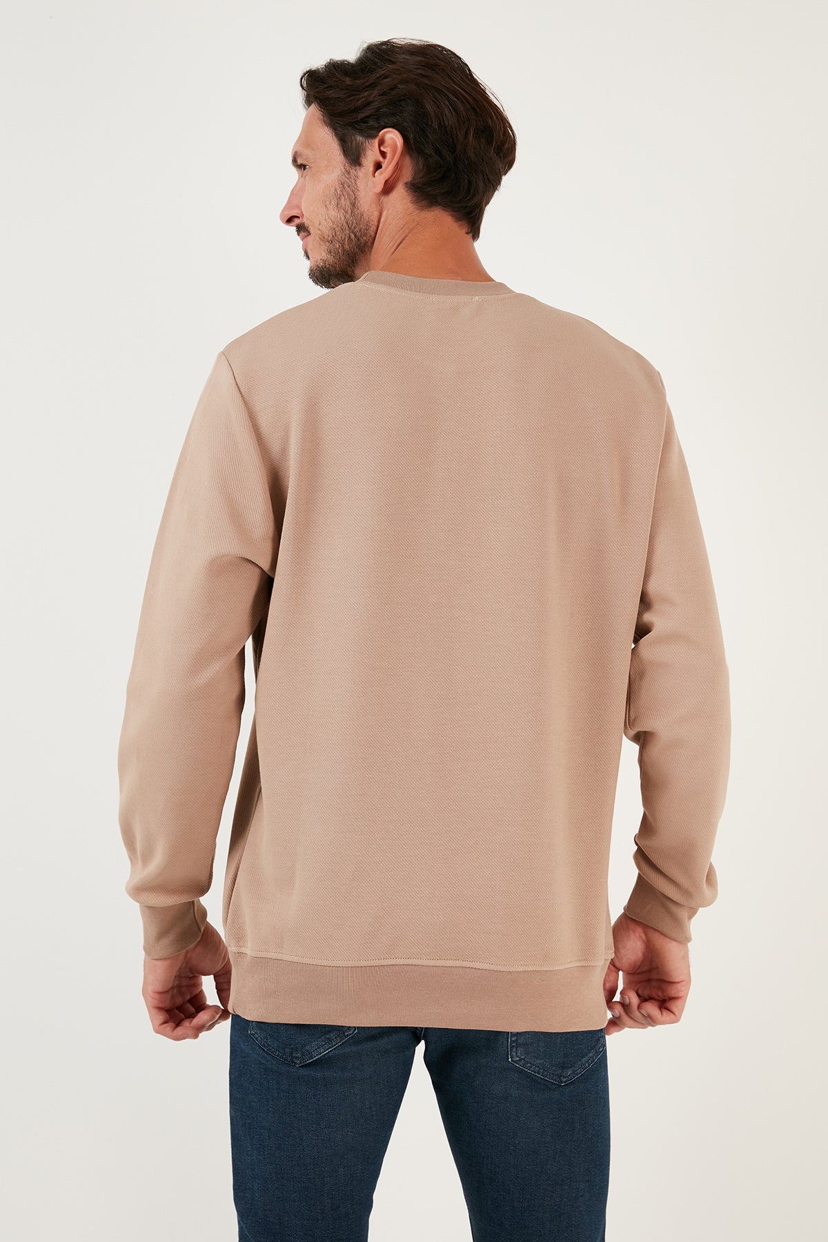 Buratti Pamuklu Bisiklet Yaka Regular Fit Basic Erkek Sweat 5905521 VİZON