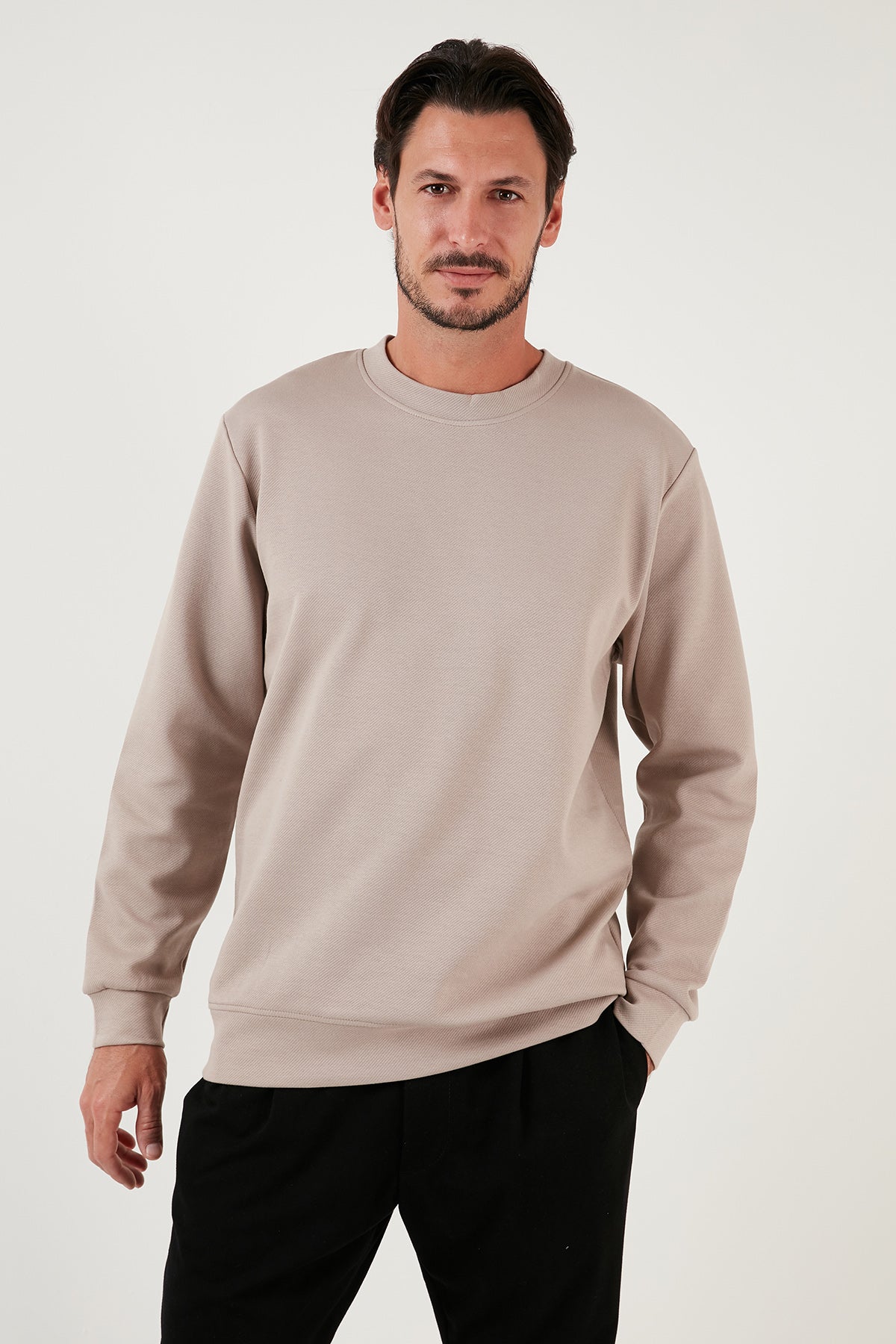 Buratti Pamuklu Bisiklet Yaka Regular Fit Basic Erkek Sweat 5905521 TAŞ