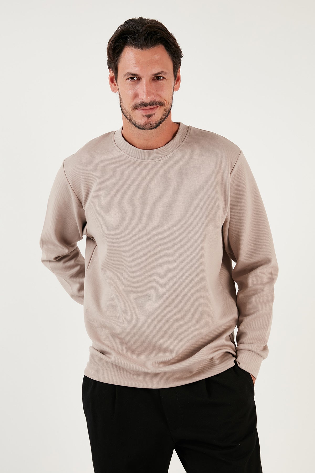 Buratti Pamuklu Bisiklet Yaka Regular Fit Basic Erkek Sweat 5905521 TAŞ