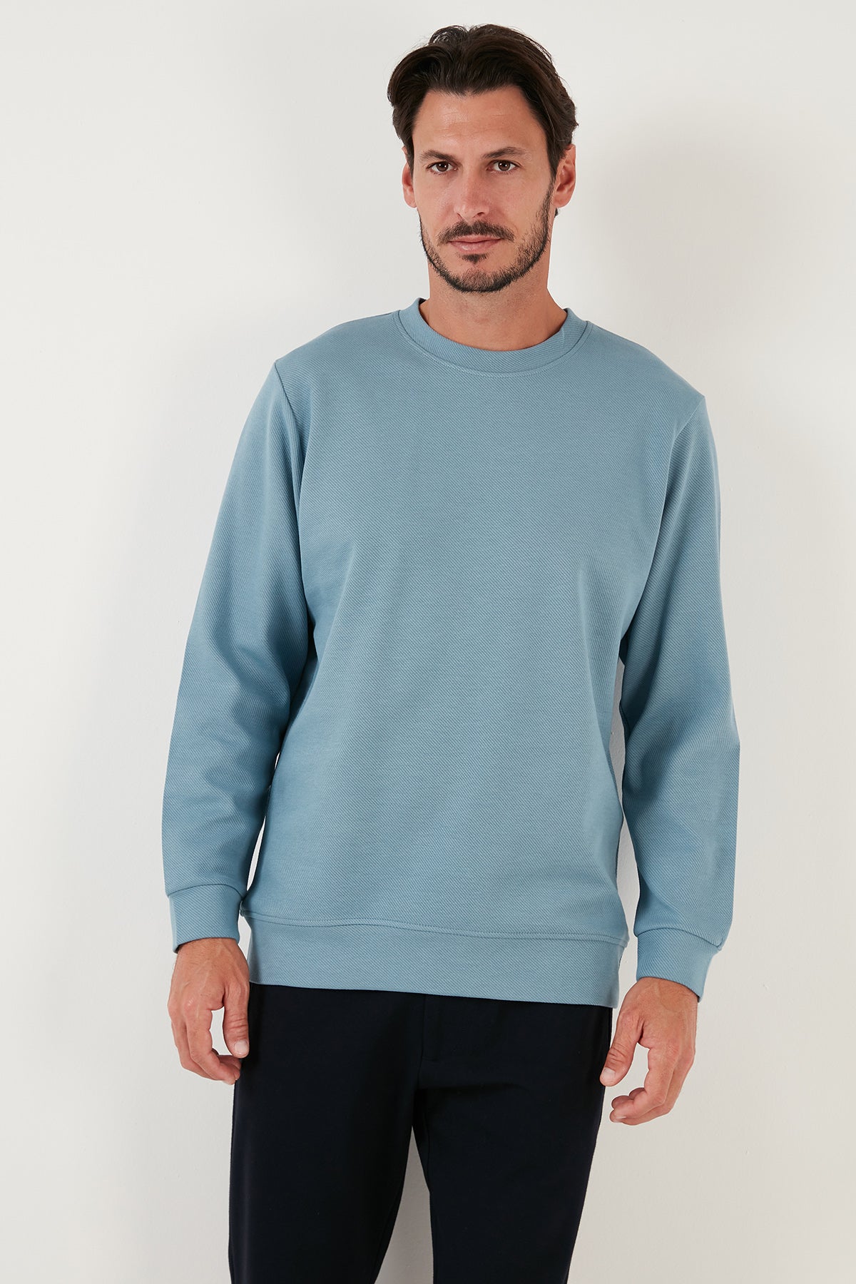 Buratti Pamuklu Bisiklet Yaka Regular Fit Basic Erkek Sweat 5905521 MAVİ