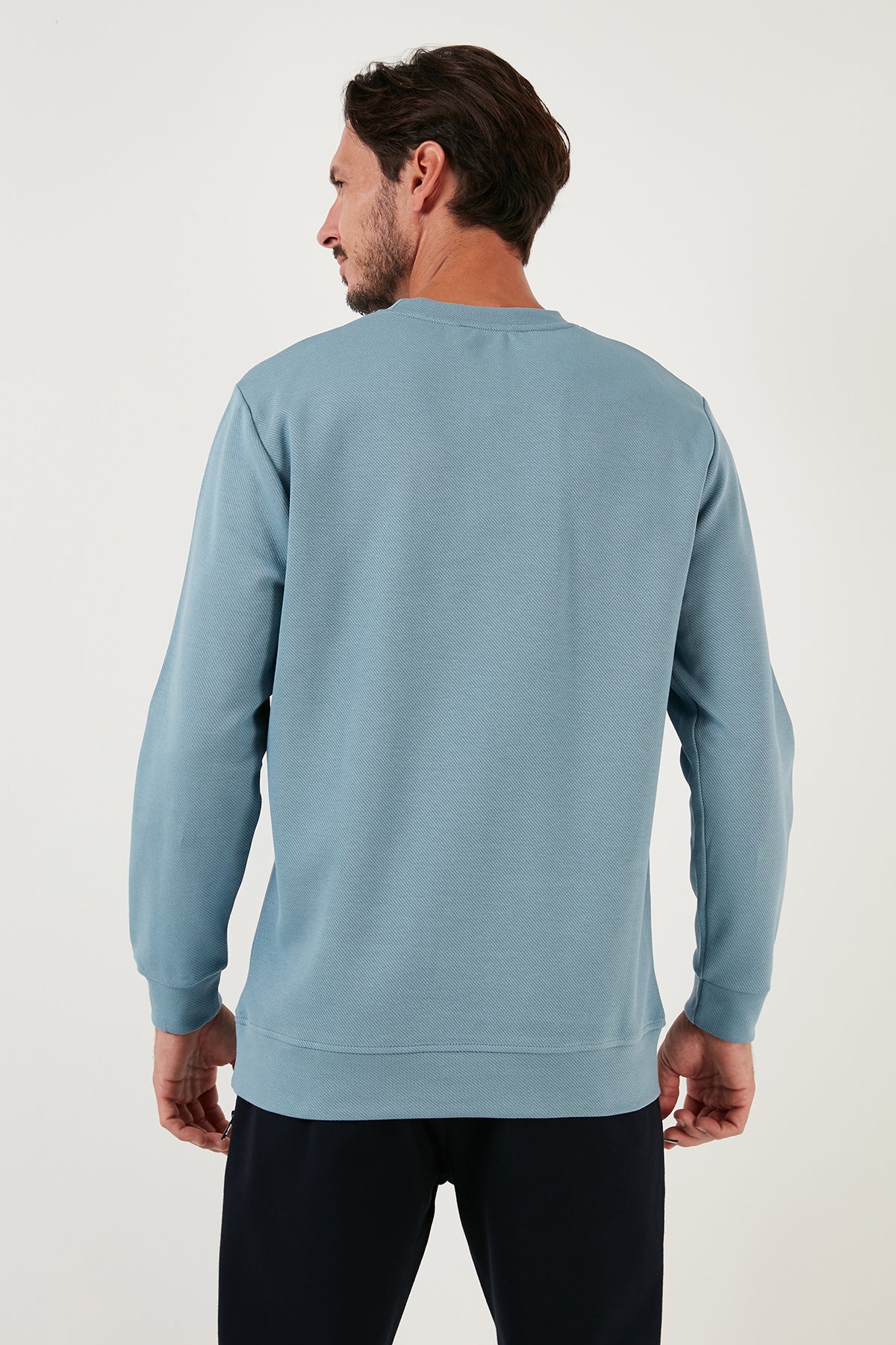 Buratti Pamuklu Bisiklet Yaka Regular Fit Basic Erkek Sweat 5905521 MAVİ