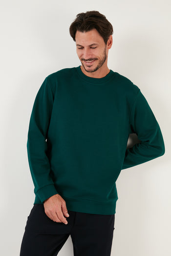 Buratti Pamuklu Bisiklet Yaka Regular Fit Basic Erkek Sweat 5905521 HUNTER