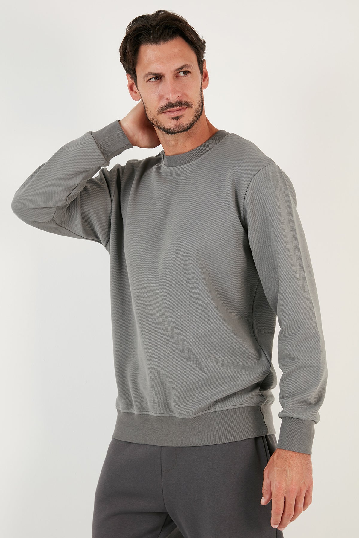 Buratti Pamuklu Bisiklet Yaka Regular Fit Basic Erkek Sweat 5905521 AÇIK HAKİ