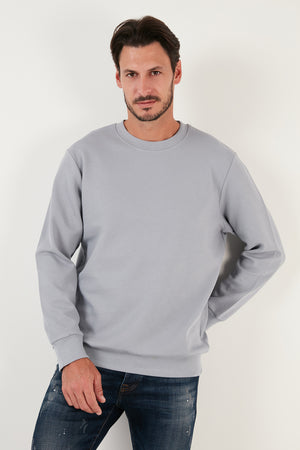 Buratti Pamuklu Bisiklet Yaka Regular Fit Basic Erkek Sweat 5905521 AÇIK GRİ