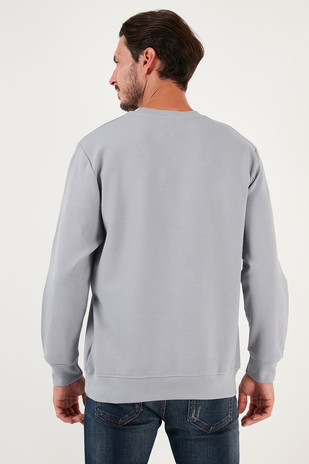 Buratti Pamuklu Bisiklet Yaka Regular Fit Basic Erkek Sweat 5905521 AÇIK GRİ