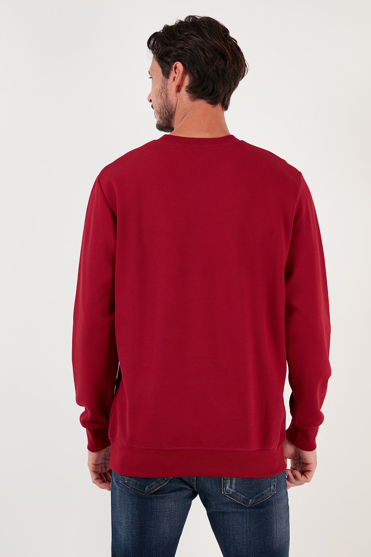 Buratti Pamuklu Bisiklet Yaka Regular Fit Basic Erkek Sweat 5905521 BORDO