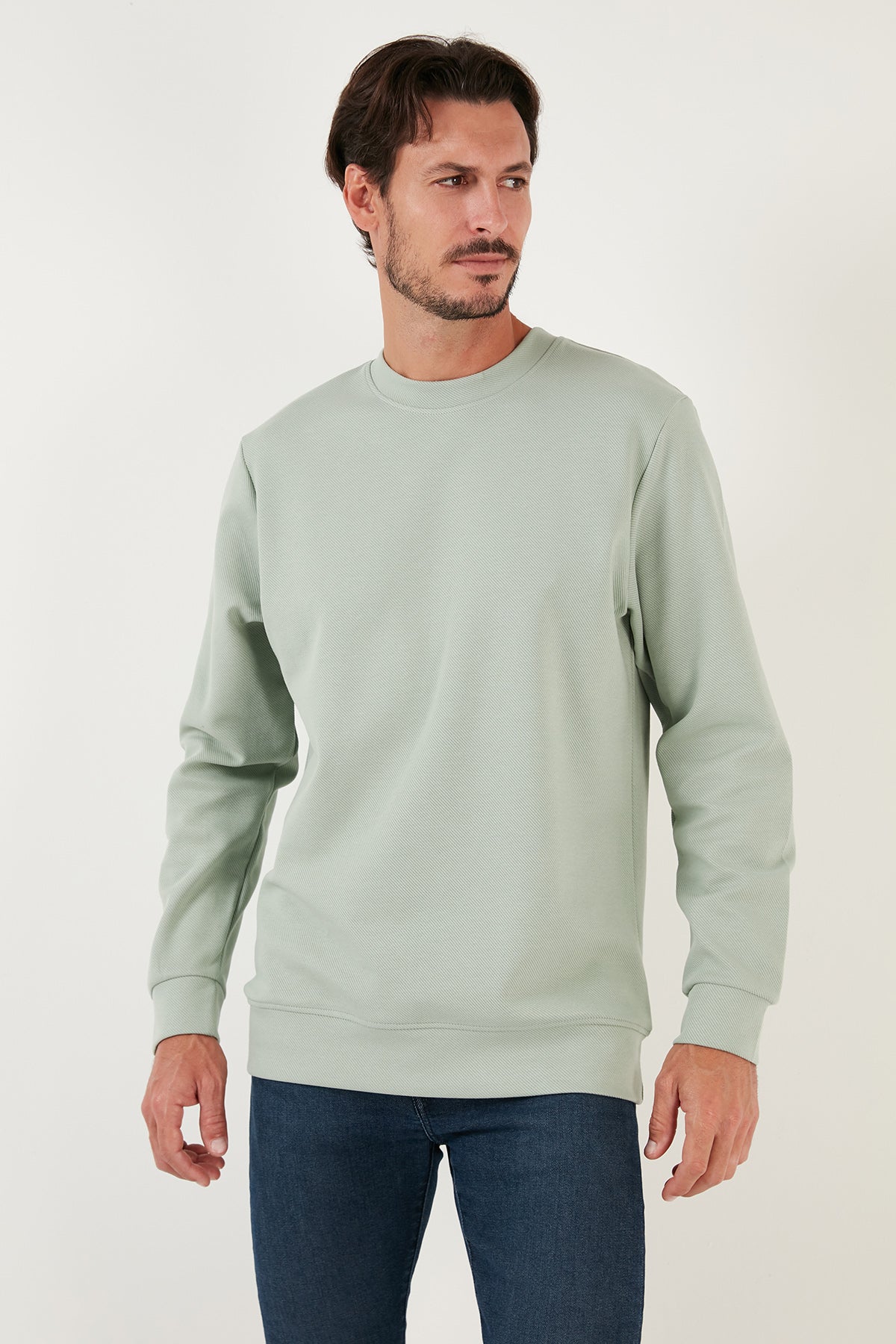 Buratti Pamuklu Bisiklet Yaka Regular Fit Basic Erkek Sweat 5905521 Elma