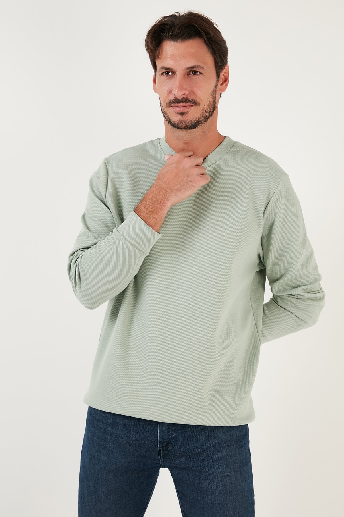 Buratti Pamuklu Bisiklet Yaka Regular Fit Basic Erkek Sweat 5905521 Elma