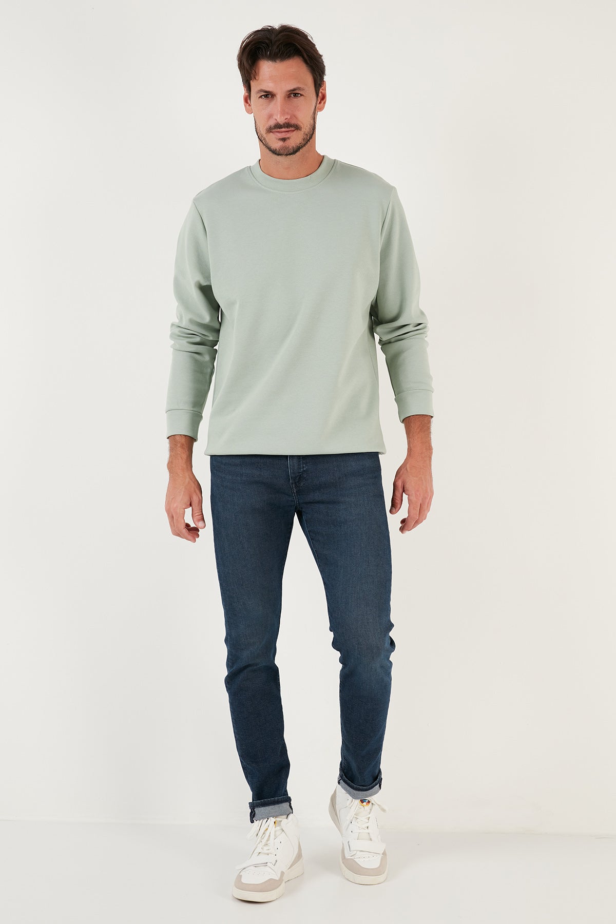 Buratti Pamuklu Bisiklet Yaka Regular Fit Basic Erkek Sweat 5905521 Elma