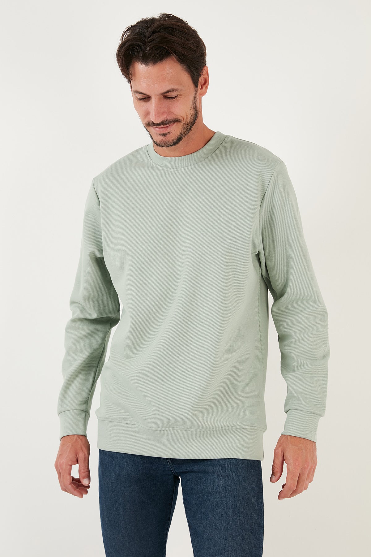 Buratti Pamuklu Bisiklet Yaka Regular Fit Basic Erkek Sweat 5905521 Elma