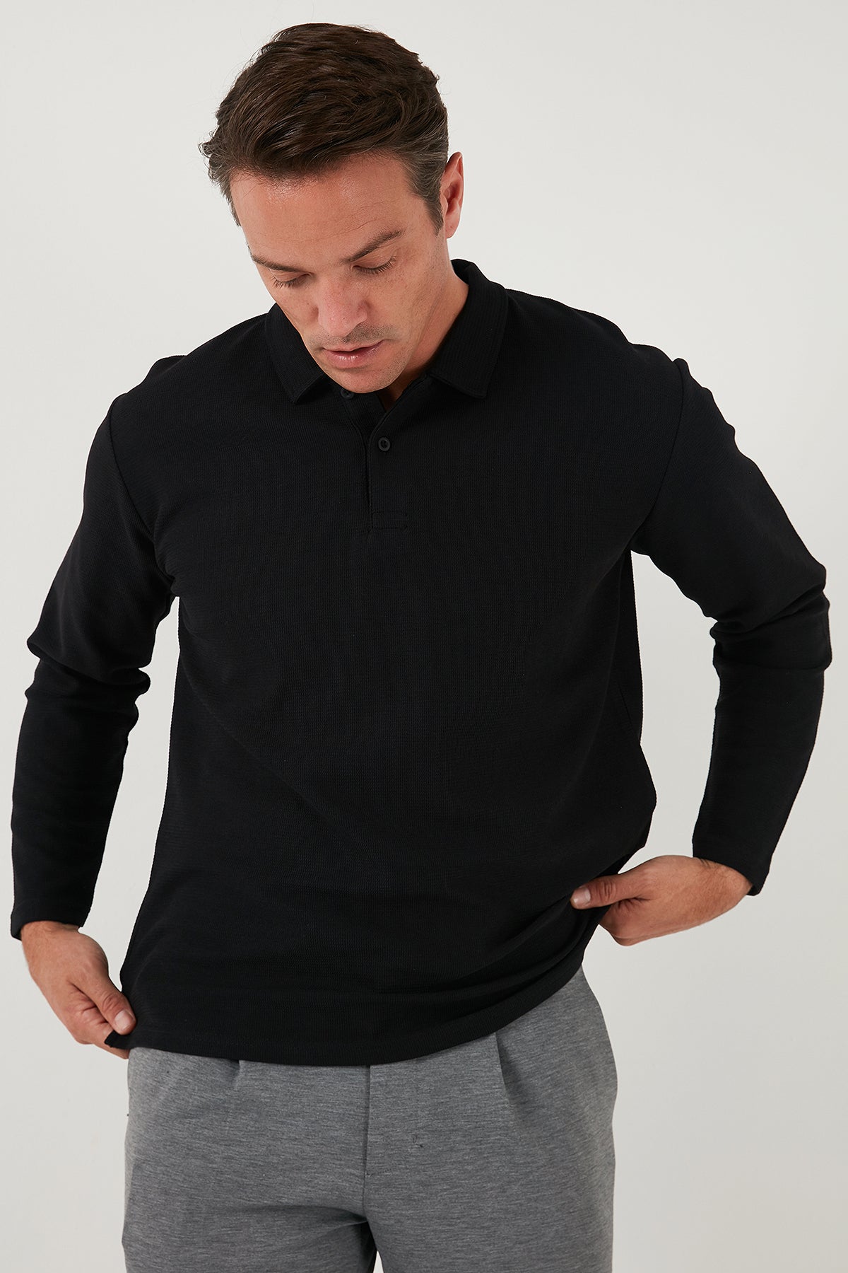 Buratti Pamuklu Regular Fit Polo Yaka Erkek Sweat 5905715 SİYAH