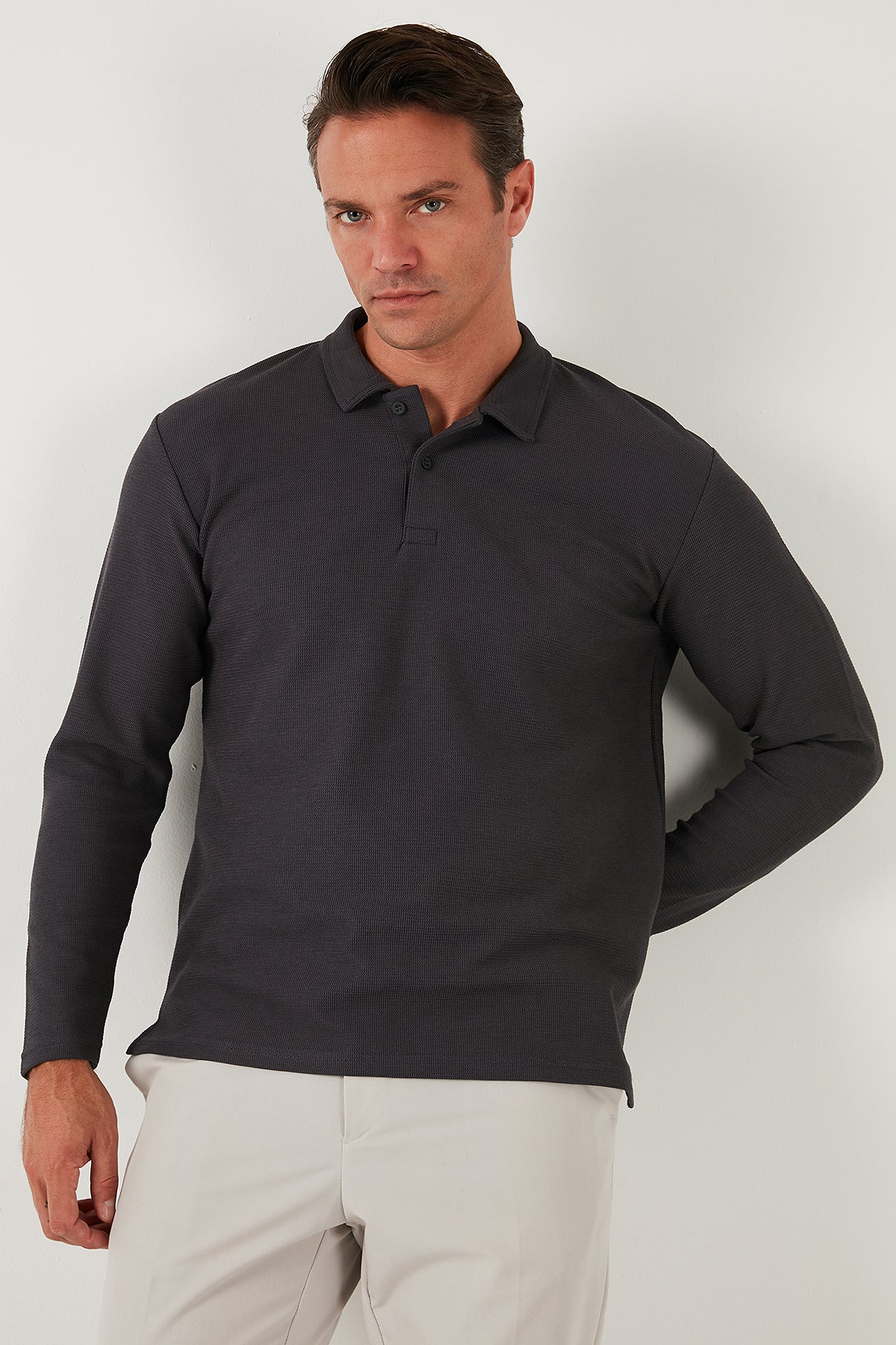 Buratti Pamuklu Regular Fit Polo Yaka Erkek Sweat 5905715 ANTRASİT