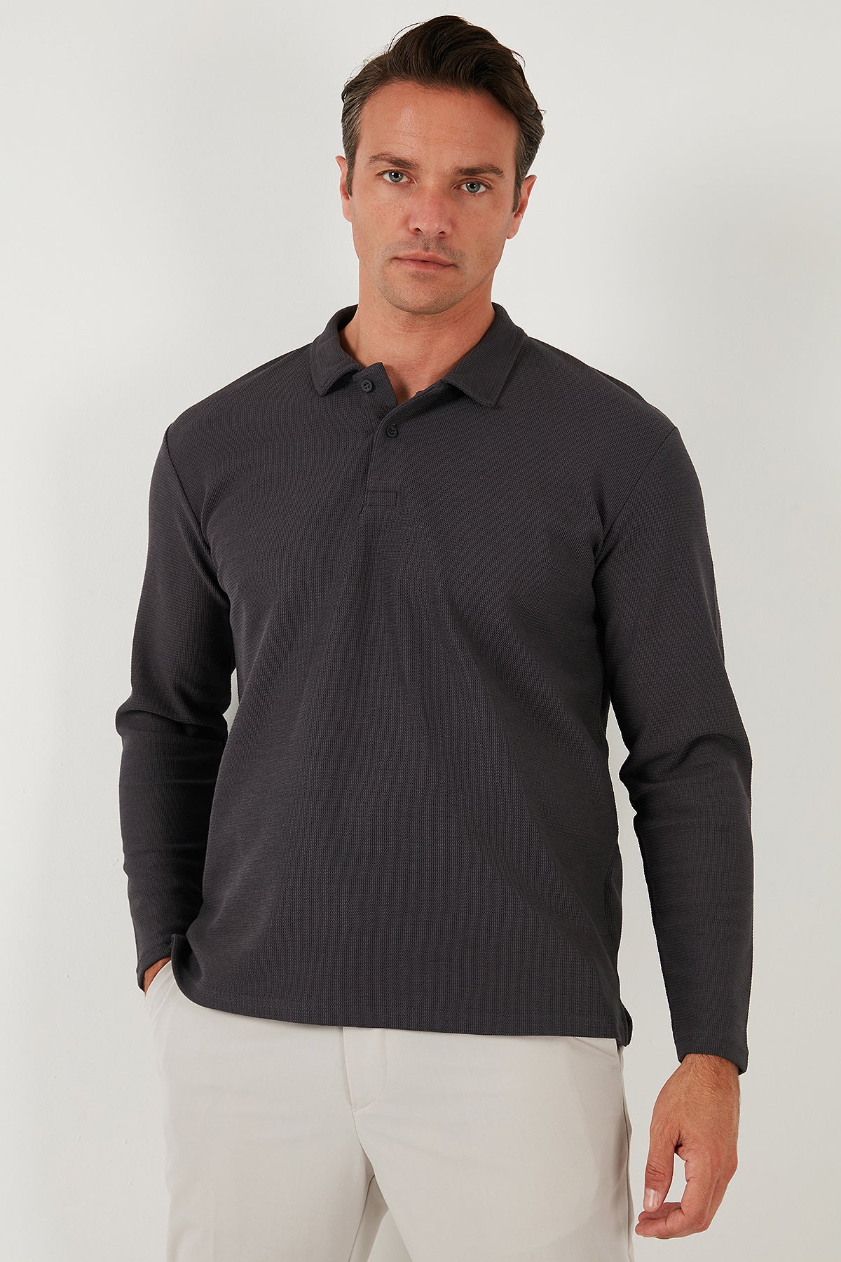 Buratti Pamuklu Regular Fit Polo Yaka Erkek Sweat 5905715 ANTRASİT