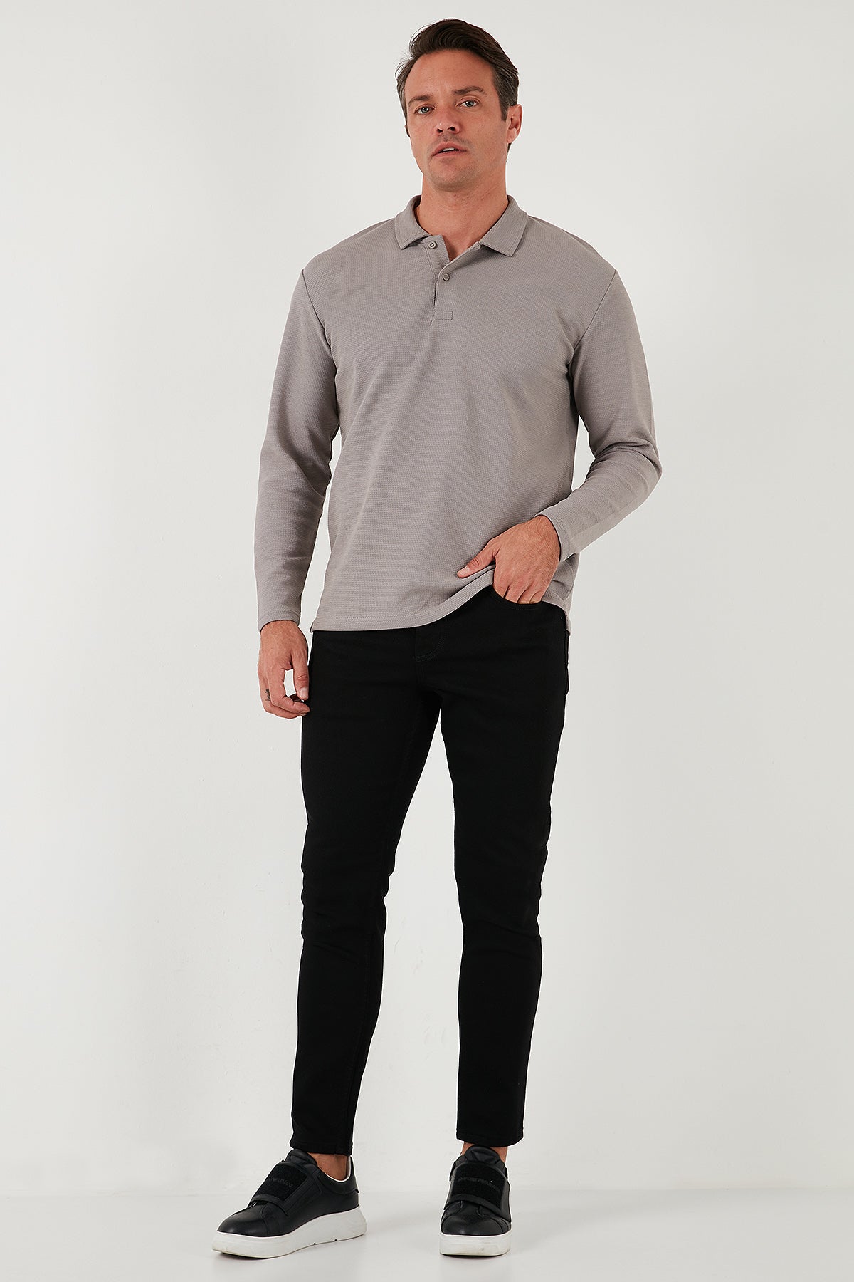 Buratti Pamuklu Regular Fit Polo Yaka Erkek Sweat 5905715 Kül