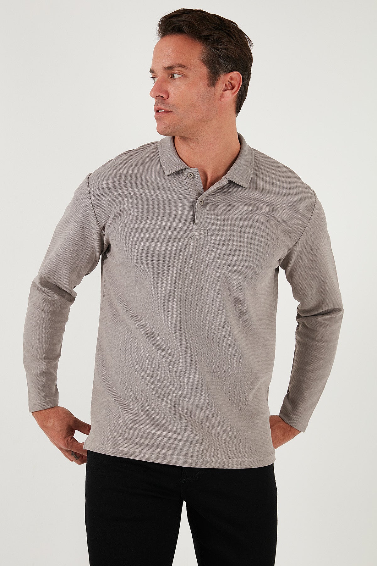 Buratti Pamuklu Regular Fit Polo Yaka Erkek Sweat 5905715 Kül