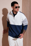 Buratti Renk Bloklu Regular Fit Yarım Fermuarlı Dik Yaka Erkek Sweat 5905719 İNDİGO