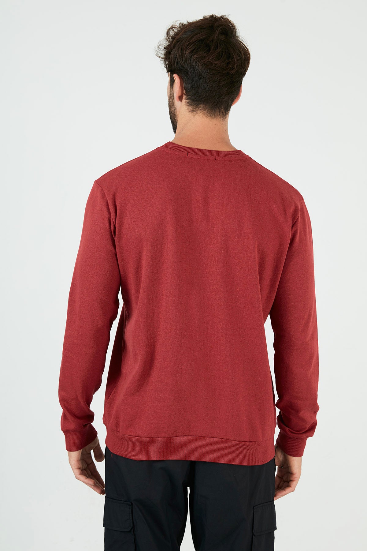 Buratti Şardonlu Slim Fit Bisiklet Yaka Kışlık Erkek Sweat 5975001 BORDO