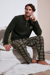 Buratti Regular Fit Bisiklet Yaka Kışlık Yumuşak Dokulu Polar Erkek Pijama Takımı 6096100 HAKİ