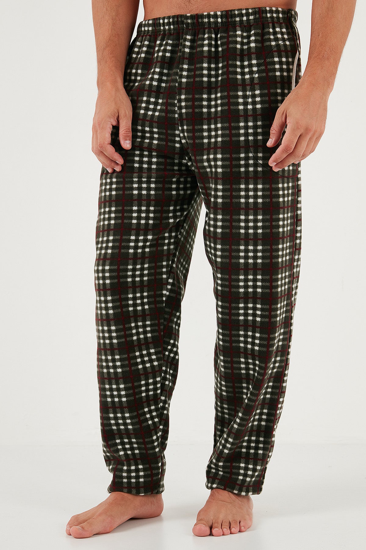 Buratti Regular Fit Bisiklet Yaka Kışlık Yumuşak Dokulu Polar Erkek Pijama Takımı 6096100 HAKİ