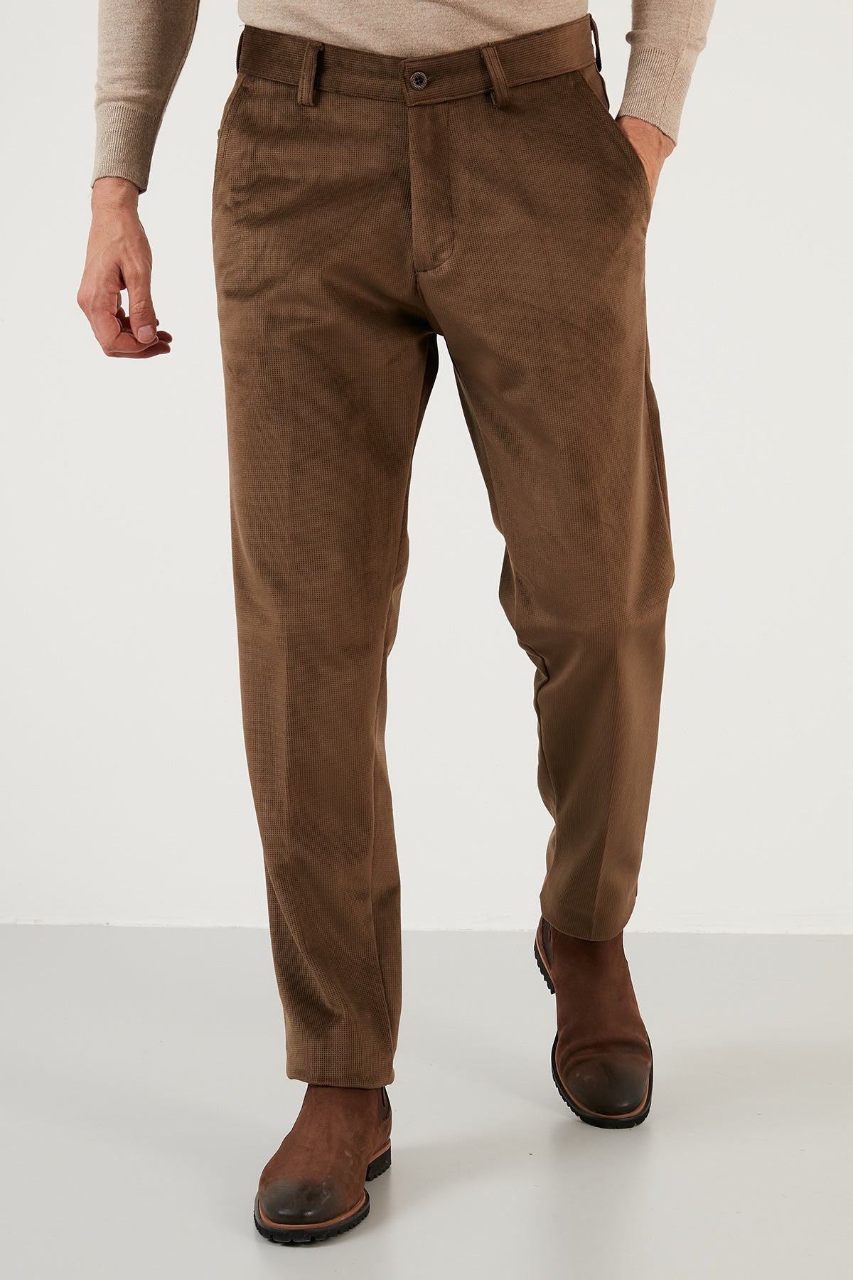 Buratti Normal Bel Regular Fit Düz Paça Erkek Kadife Pantolon 645MERLIN CAMEL