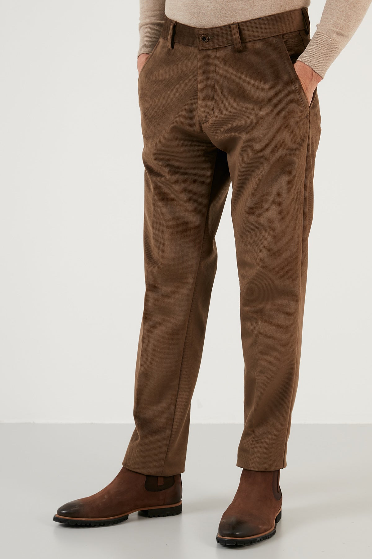 Buratti Normal Bel Regular Fit Düz Paça Erkek Kadife Pantolon 645MERLIN CAMEL