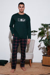 Buratti Ekoseli Pamuklu Regular Fit Yüksek Bel Bisiklet Yaka Erkek Pijama Takımı 6574000 YEŞİL