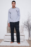 Buratti Pamuklu Regular Fit Bisiklet Yaka Ekoseli Erkek Pijama Takımı 6574001 GRİ