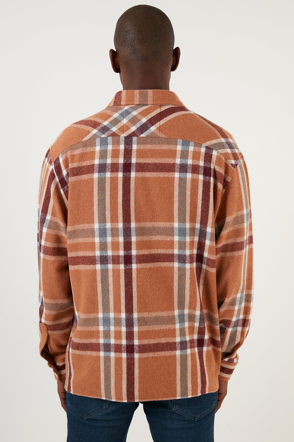 Buratti Ekoseli Tek Cepli Regular Fit Kışlık Oduncu Erkek Gömlek CF23W194571 CAMEL